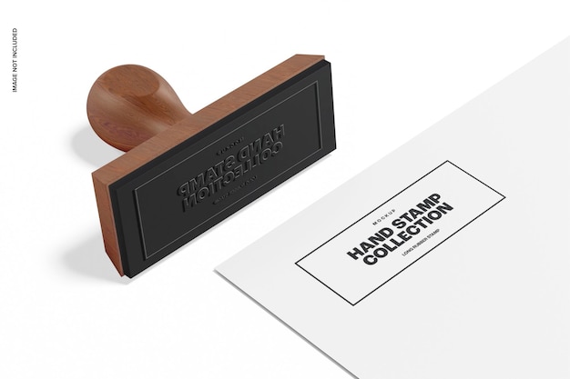 PSD long rubber stamp mockup, perspective