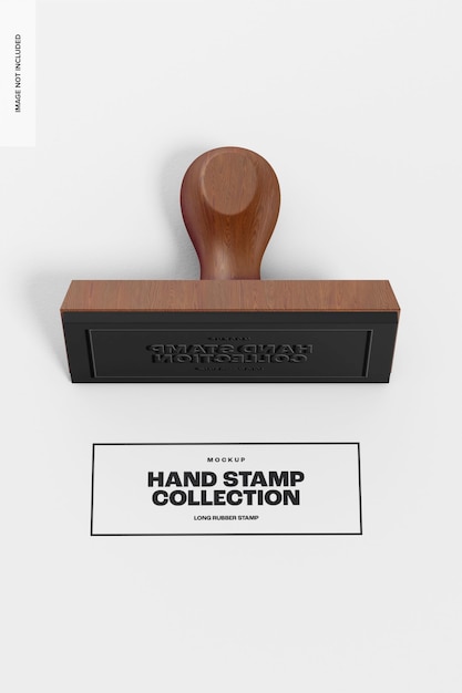 PSD long rubber stamp mockup, top view