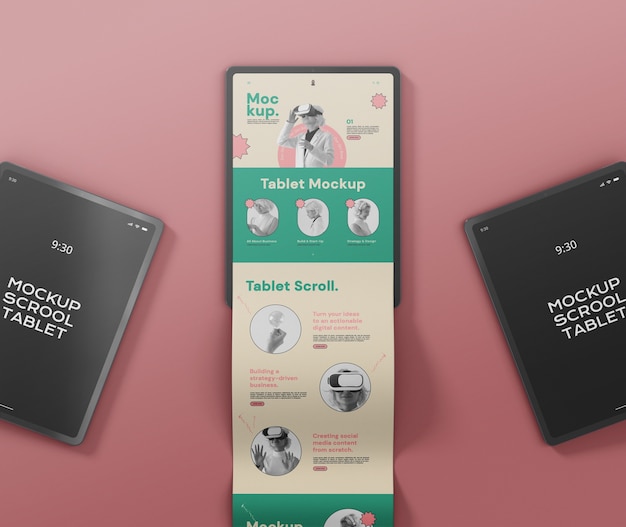 PSD long scroll concept mock-up with device