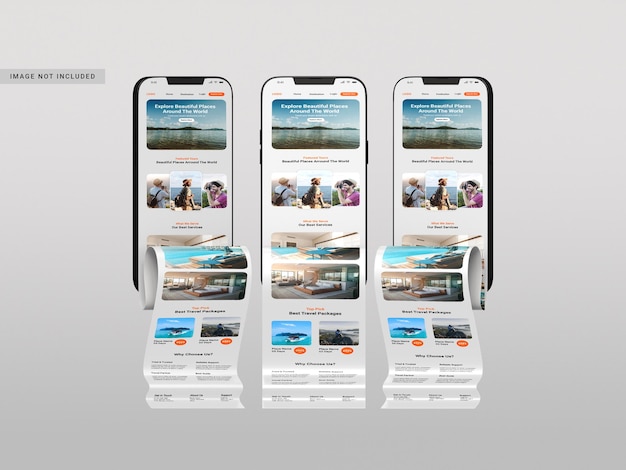 PSD mockup di smartphone con schermo esteso a scorrimento lungo