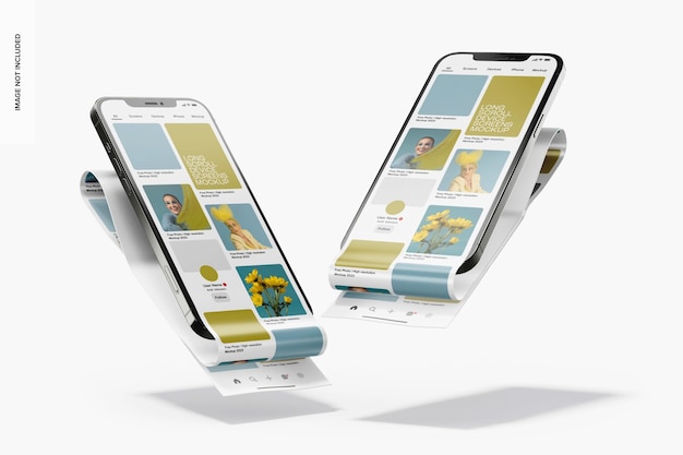 Long Scroll iPhone Mockup, Falling