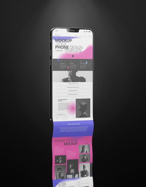 PSD long scroll mockup on device