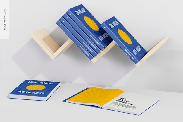 PSD mockup di libri a lunga ombra