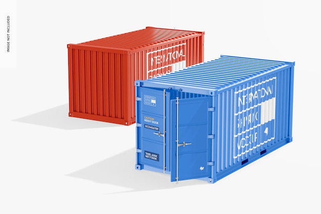 PSD long shipping containers mockup