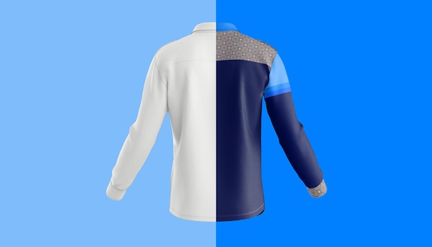 Mockup posteriore della camicia a maniche lunghe