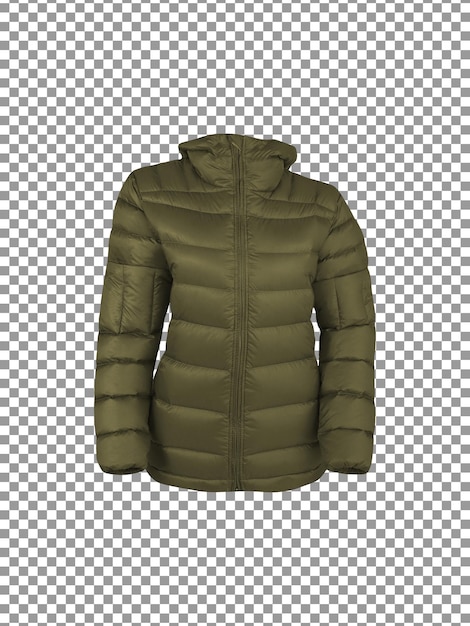 PSD long sleeve green jacket with a hood isolated on transparent background