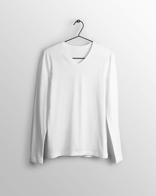 PSD long sleeve v neck male t-shirt