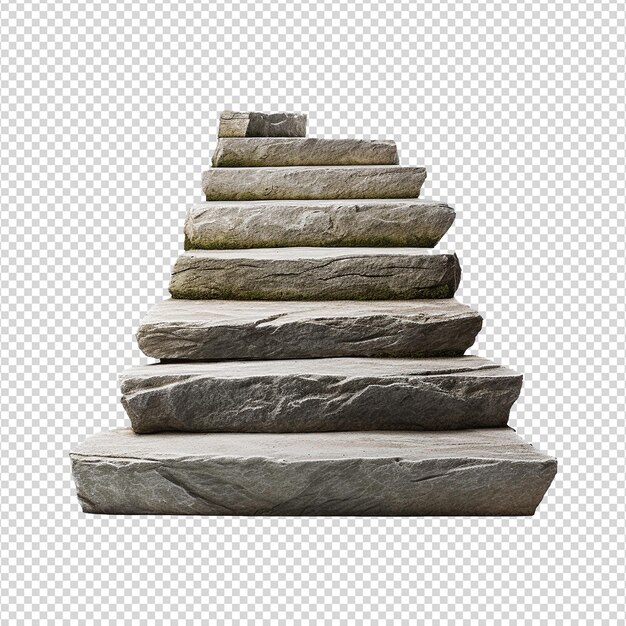PSD lungi gradini di pietra isolati su uno sfondo trasparente