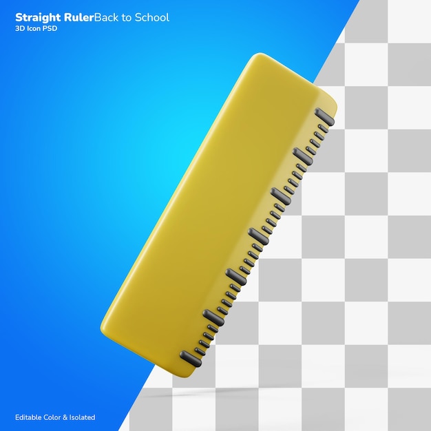 Long straight ruler 3d rendering icon editable isolated