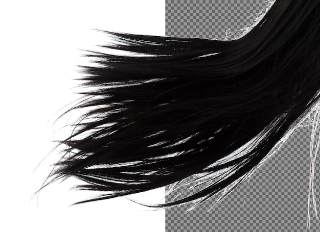 PSD long straight wig hair style fly fall explosion black woman wig wave hair float in mid air straight black curl wig hair wind blow cloud throw white background isolated high speed freeze motion