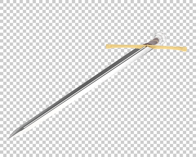 Long sword isolated on transparent background 3d rendering illustration