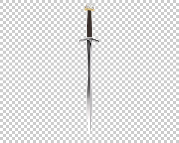 PSD long sword on transparent background 3d rendering illustration