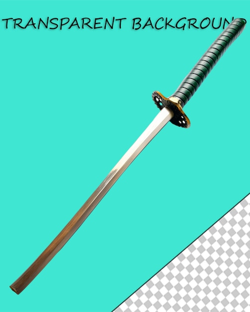 PSD long sword on transparent background 3d rendering illustration