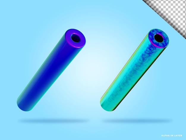 Illustrazione di rendering 3d a tubo lungo isolata