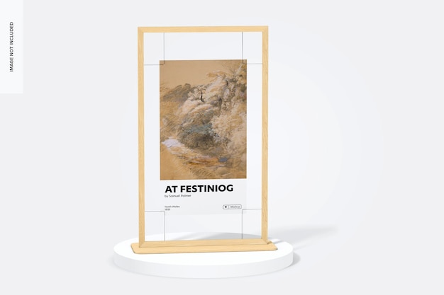 Mockup di visualizzazione del manifesto della galleria di legno lungo