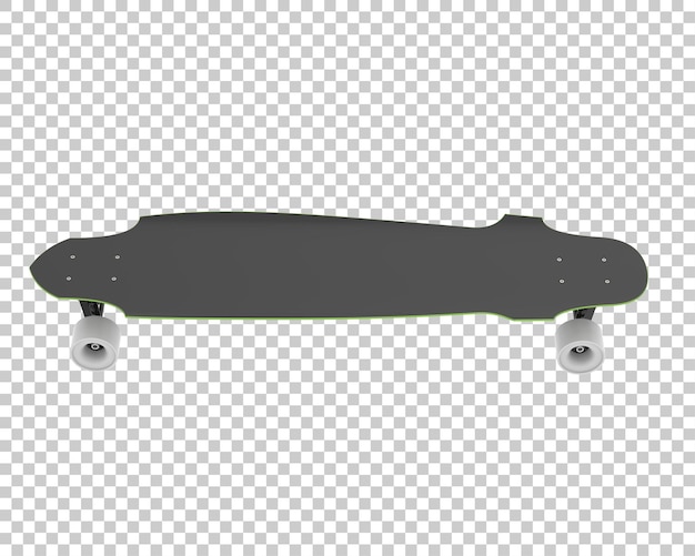 Longboard on transparent background 3d rendering illustration