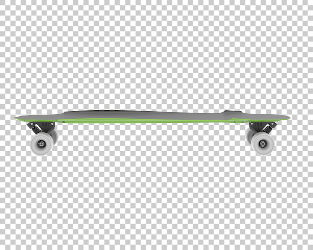 Longboard on transparent background 3d rendering illustration