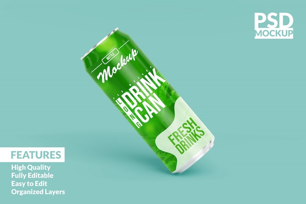 Longdrinkblikjes mock ups premium psd