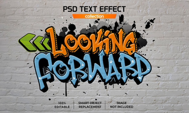 LOOKING FORWARD GRAFFITI STREET ART TEXT EFFECT