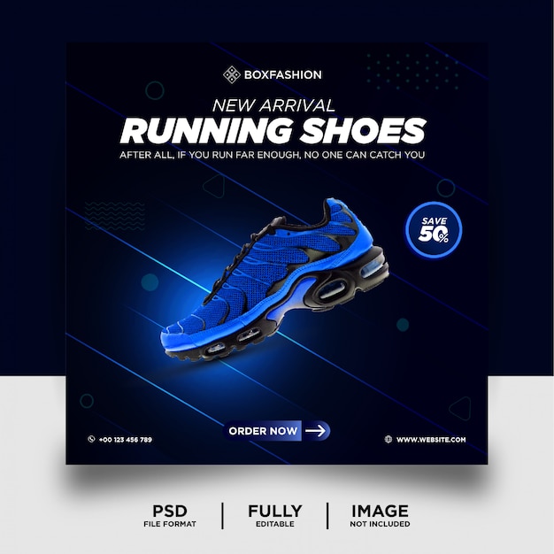 PSD loopschoenen merk product social media post banner