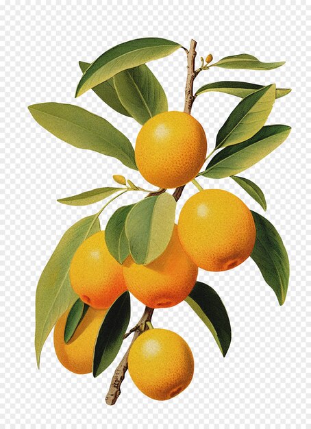 Loquat isolated on transparent background old botanical illustration