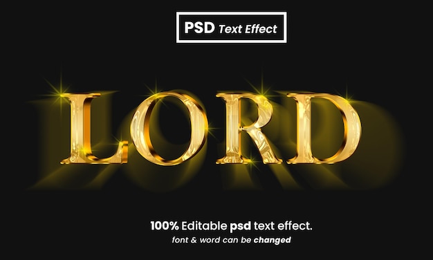 Lord 3d 편집 가능한 프리미엄 텍스트 효과