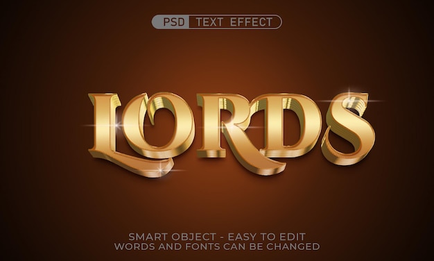 Lord editable text effect 3d style