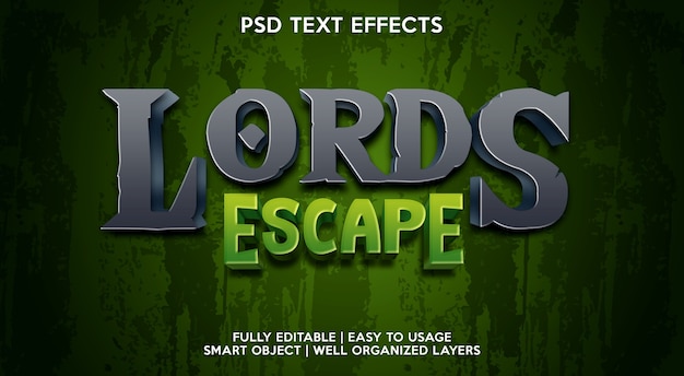 PSD lord escape-teksteffectsjabloon