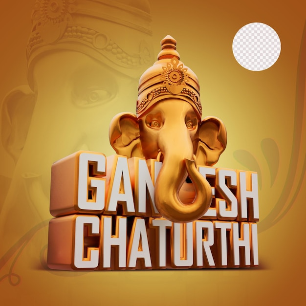 PSD lord ganesh chaturthi 3d rendered design with transparent background