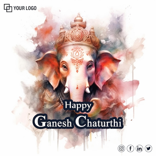 PSD modello di banner illustrazione di lord ganesha