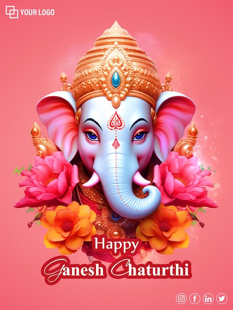 Lord ganesha illustration banner template