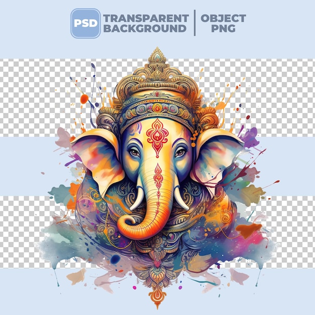 PSD lord ganpati with colorful splashes and space for your text