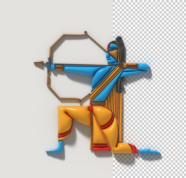 PSD lord rama with arrow dussehra and navratri festival transparent psd element