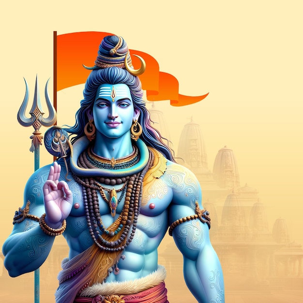 Lord Shiva Z Indyjską Flagą.