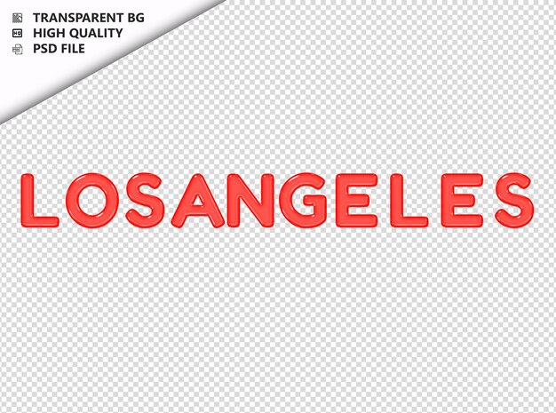 PSD losangeles typography red text glosy glass psd transparent