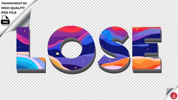 PSD lose typography flat colorful text texture psd transparent