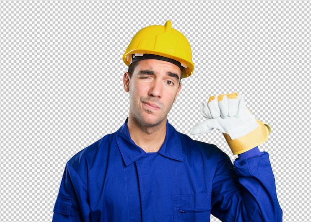 Loser worker on white background