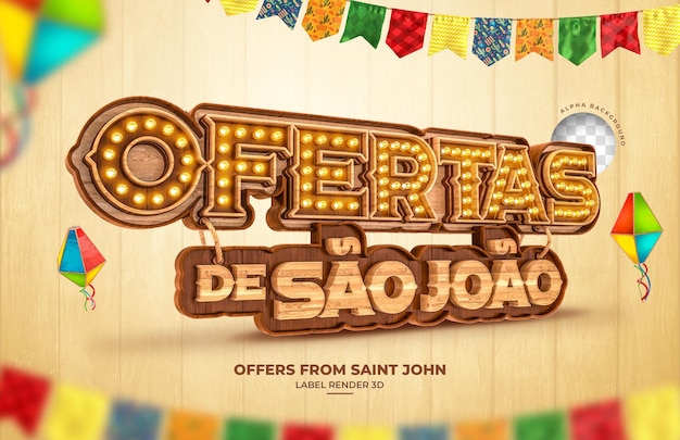 PSD losowanie nagród sao joao 3d render festa junina brazylia banner