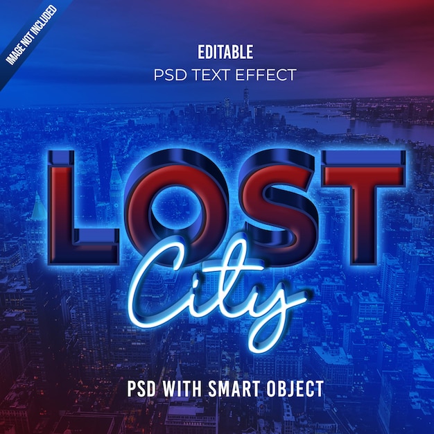 Lost city text effect 3d