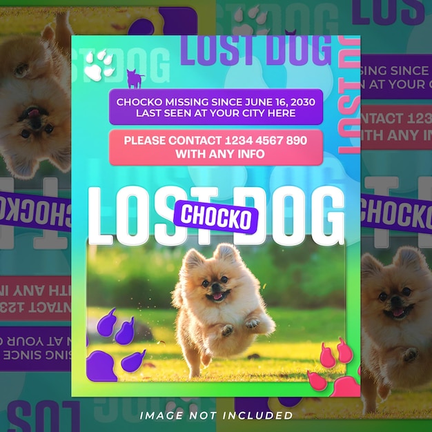 PSD lost dog flyer banner