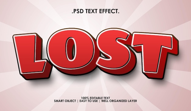 lost red cartoon text style effect