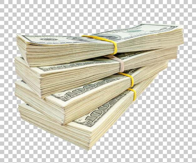 Lot of money dollars isolated on transparent background