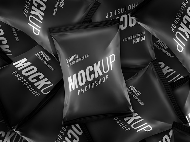 PSD a lot of sachet snack mockup