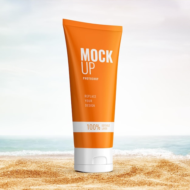 PSD lotion advertising summer mockup