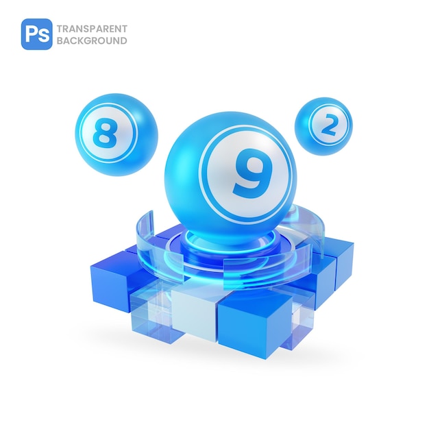 PSD lottery balls and blue color cube