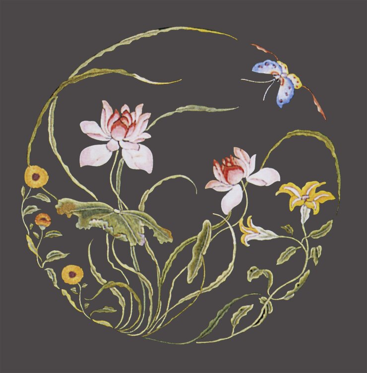 PSD 蓮花と蝶の刺<unk>