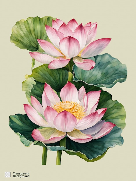 PSD lotus waterverf illustratie