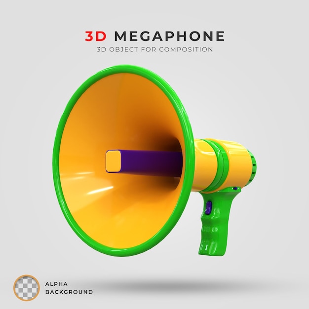 Сцена мегафона громкоговорителя 3d-икона 3d-рендер