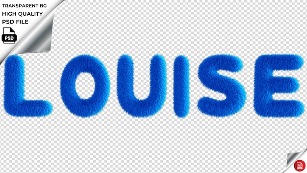 PSD louise typography blue fluffy text psd transparent