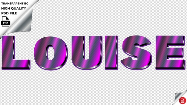 PSD louise typography purple light text metalic psd transparent